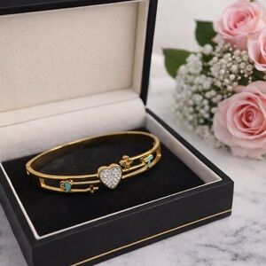 Gold and Silver Heart Charm Bracelet